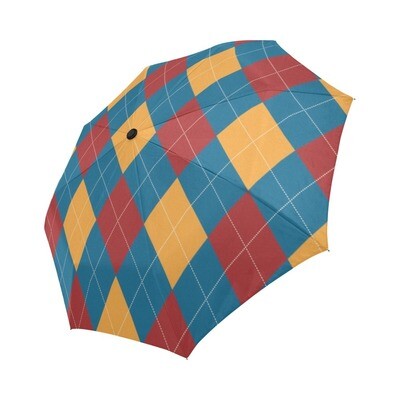 🤴🏽👸🏽☂🇻🇪 Automatic Foldable Umbrella I love Venezuela, big Scottish Argyle pattern, gift, gift for him, gift for her, accessories