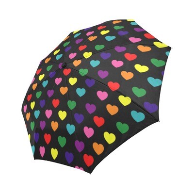 🤴🏽👸🏽☂🏳️‍🌈💕 Automatic Foldable Umbrella Love is Love, LGBTQ pride flag, Rainbow flag, Original Gay Pride Flag, gift, accessories, hearts, black
