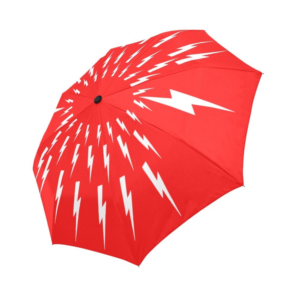 🤴🏽👸🏽☂⚡️ Automatic Foldable Umbrella Lighting bolts, flash, storm, thunder, power, electric, gift, gift for him, gift for her, accessories, red