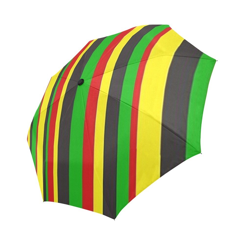 🤴🏽👸🏽☂ Automatic Foldable Rasta Umbrella Rastafari, Jamaica, Rastafarian, Flag, gift, gift for him, gift for her, gift for them, accessories, irregular stripes