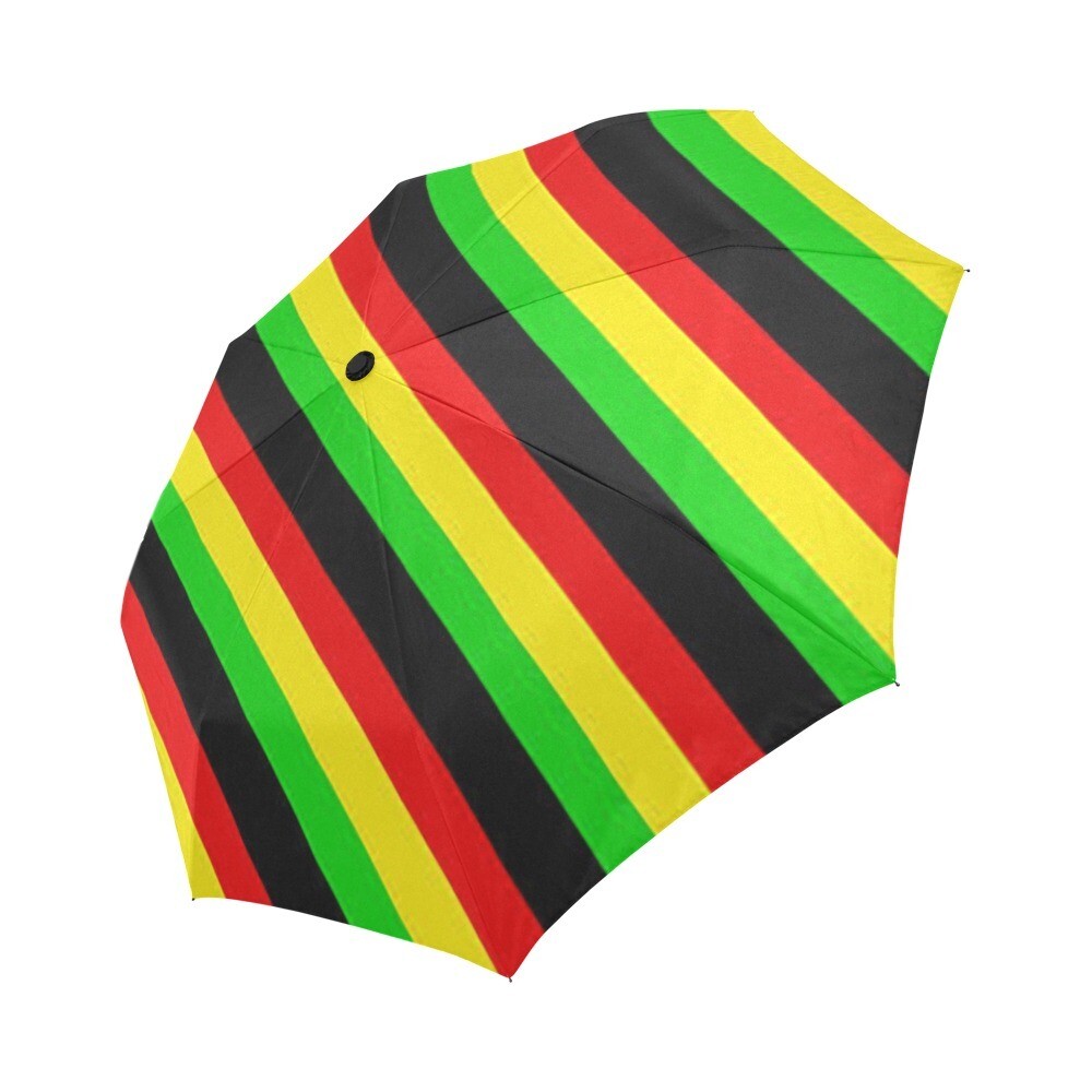 🤴🏽👸🏽☂ Automatic Foldable Rasta Umbrella Rastafari, Jamaica, Rastafarian, Flag, gift, gift for him, gift for her, gift for them, accessories, stripes