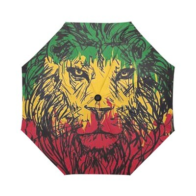 🤴🏽👸🏽☂🦁 Automatic Foldable Rasta Umbrella Lion of Judah, Rasta, Rastafari, Jamaica, Rastafarian, Lion king, gift, gift for him, gift for her, gift for them, accessories