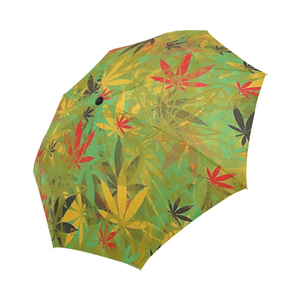 🤴🏽👸🏽☂ Automatic Foldable Umbrella marijuana, cannabis, weed, camo green, Rasta, Rastafari, Jamaica, Rastafarian, gift, gift for him, gift for her, accessories