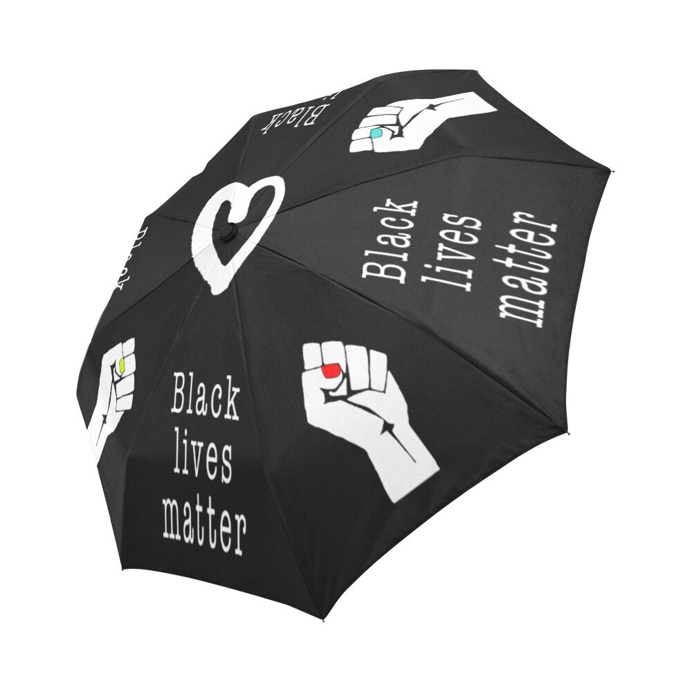 🤴🏽👸🏽☂🗽 Automatic Foldable Umbrella Black lives matter, BLM, Power fist, Racial Justice, Justice, gift, gift for him, gift for her, accessories