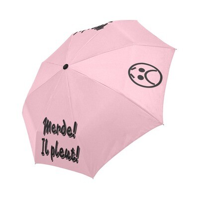 🤴🏽👸🏽☂💩 Automatic Foldable Umbrella Merde! Il pleut! Emoji, gift, gift for him, gift for her, accessories, black & baby pink