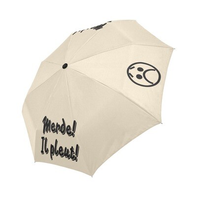 🤴🏽👸🏽☂💩 Automatic Foldable Umbrella Merde! Il pleut! Emoji, gift, gift for him, gift for her, accessories, black & beige