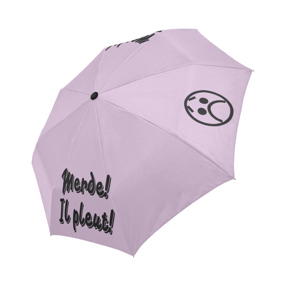 🤴🏽👸🏽☂💩 Automatic Foldable Umbrella Merde! Il pleut! Emoji, gift, gift for him, gift for her, accessories, black & light purple
