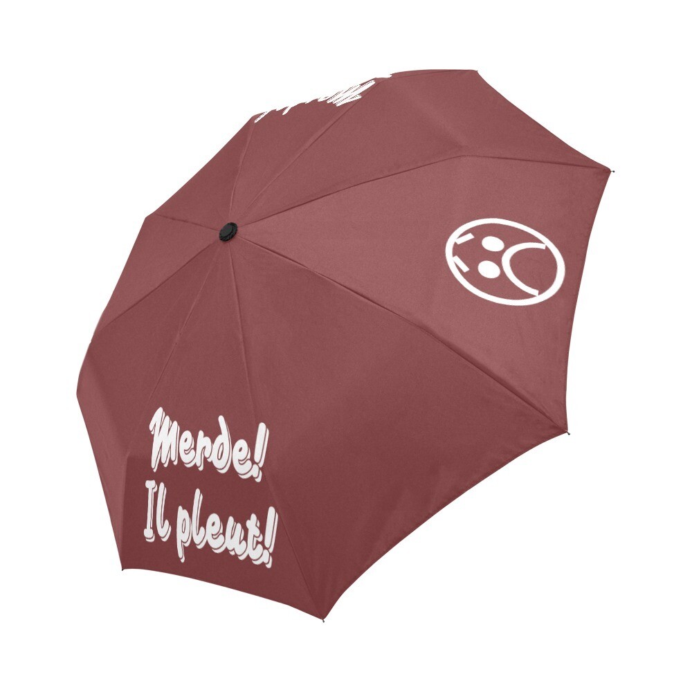 🤴🏽👸🏽☂💩 Automatic Foldable Umbrella Merde! Il pleut! Emoji, gift, gift for him, gift for her, accessories, white & burgundy