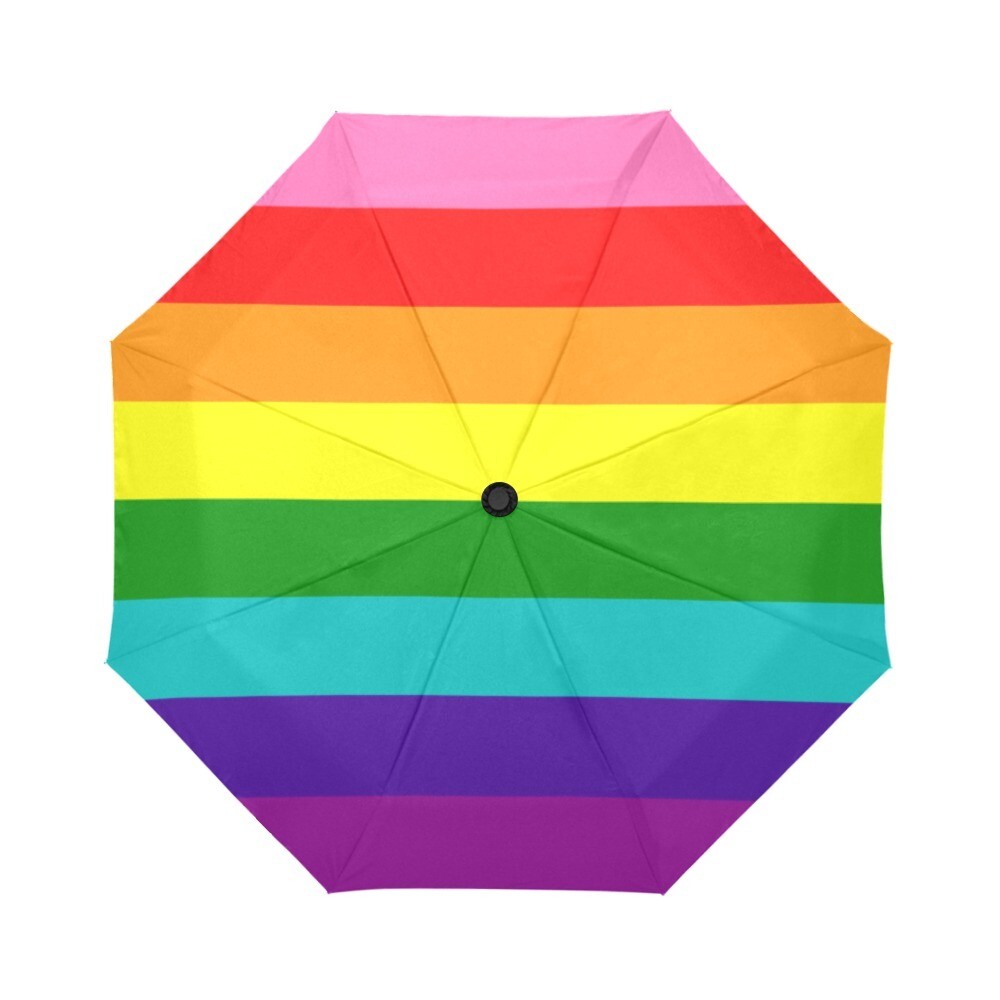 🤴🏽👸🏽☂🏳️‍🌈 Automatic Foldable Umbrella Love is Love, LGBTQ pride flag, Rainbow flag, Original Gay Pride Flag, gift, accessories, big horizontal stripes