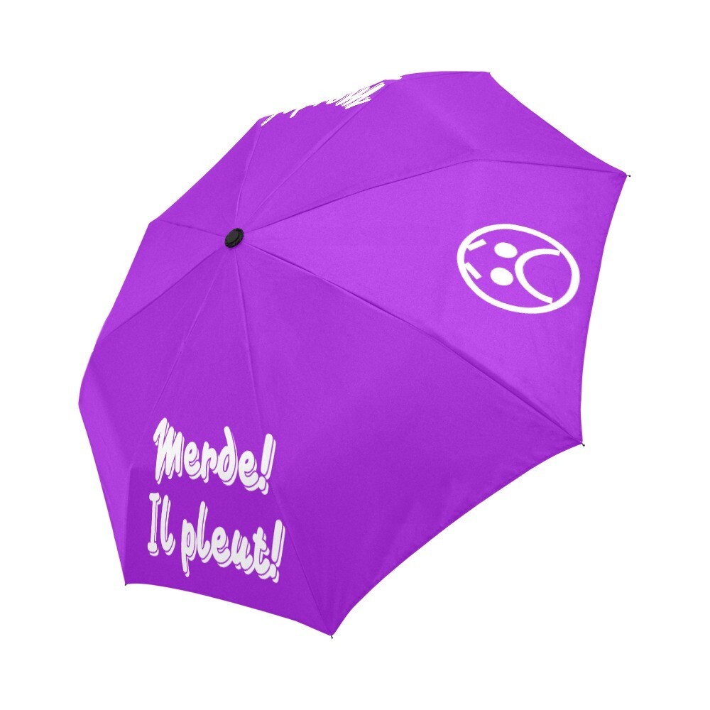 🤴🏽👸🏽☂💩 Automatic Foldable Umbrella Merde! Il pleut! Emoji, gift, gift for him, gift for her, accessories, white & dark violet