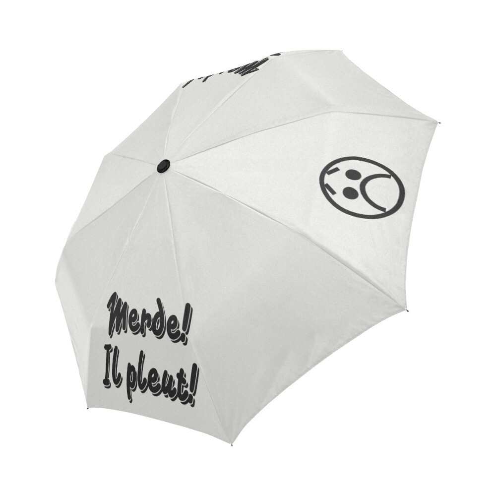 🤴🏽👸🏽☂💩 Automatic Foldable Umbrella Merde! Il pleut! Emoji, gift, gift for him, gift for her, accessories, black & green white