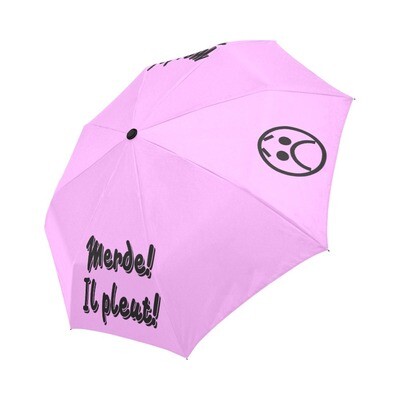 🤴🏽👸🏽☂💩 Automatic Foldable Umbrella Merde! Il pleut! Emoji, gift, gift for him, gift for her, accessories, black & cosmos pink