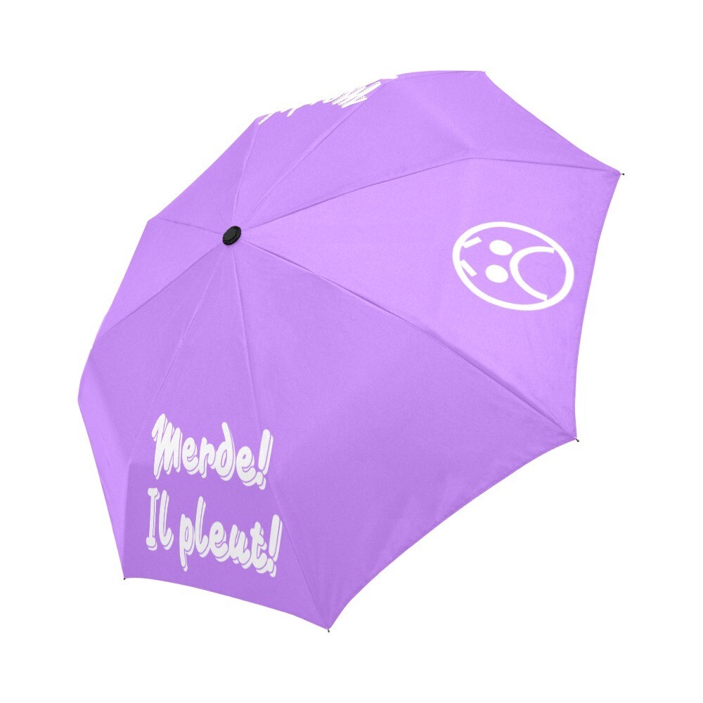 🤴🏽👸🏽☂💩 Automatic Foldable Umbrella Merde! Il pleut! Emoji, gift, gift for him, gift for her, accessories, white & lavender