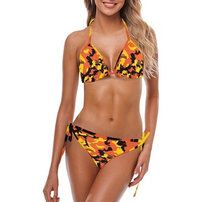 👸🏽👙All Camo Orange Triangle Bikini set, Two-piece swimsuit, Women Swimwear, Beachwear, 8 sizes S to 5XL, gift, gift for her