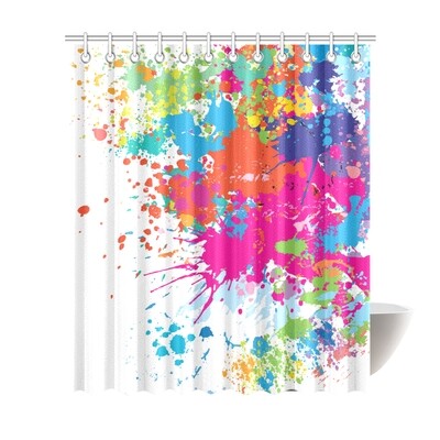 👩🏽‍🎨🛀🏽 Paint, Waterproof Shower Curtain, Artist, Splash of colors, Bathroom Decor, Home Decor, Gift, Size 72"(W) x 84"(H)/182.88 cm (W)x 213.36 cm (H), white