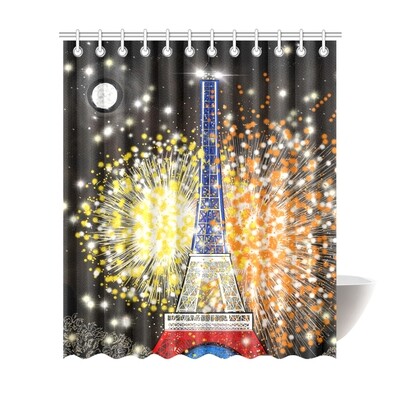 🛀🏽🇫🇷 Waterproof Shower Curtain Eiffel Tower by Maru, Bastille Day, France, Paris, Bathroom Decor, Home Decor, Gift, Size 72"(W) x 84"(H)/182.88 cm (W)x 213.36 cm (H)