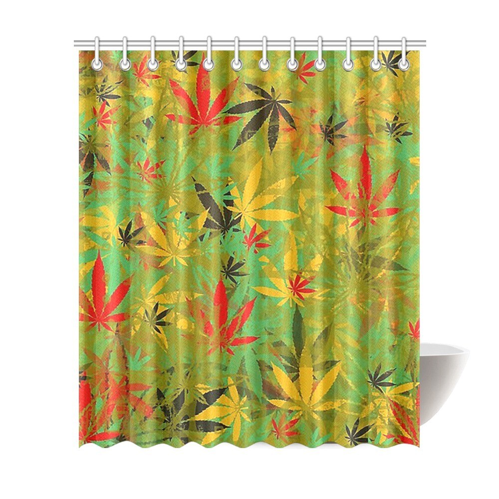 🛀🏽 Waterproof Shower Curtain Rasta, Rastafari, Jamaica, Rastafarian, marijuana, cannabis, weed, leaves, Bathroom Decor, Home Decor, Gift, Size 72"(W) x 84"(H)/182.88 cm (W)x 213.36 cm (H)