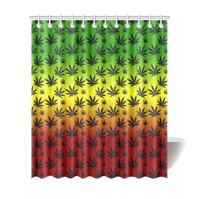 🛀🏽 Waterproof Shower Curtain Rasta, Rastafari, Jamaica, Rastafarian, marijuana, cannabis, weed, leaves, Bathroom Decor, Home Decor, Gift, Size 72"(W) x 84"(H)/182.88 cm (W)x 213.36 cm (H)