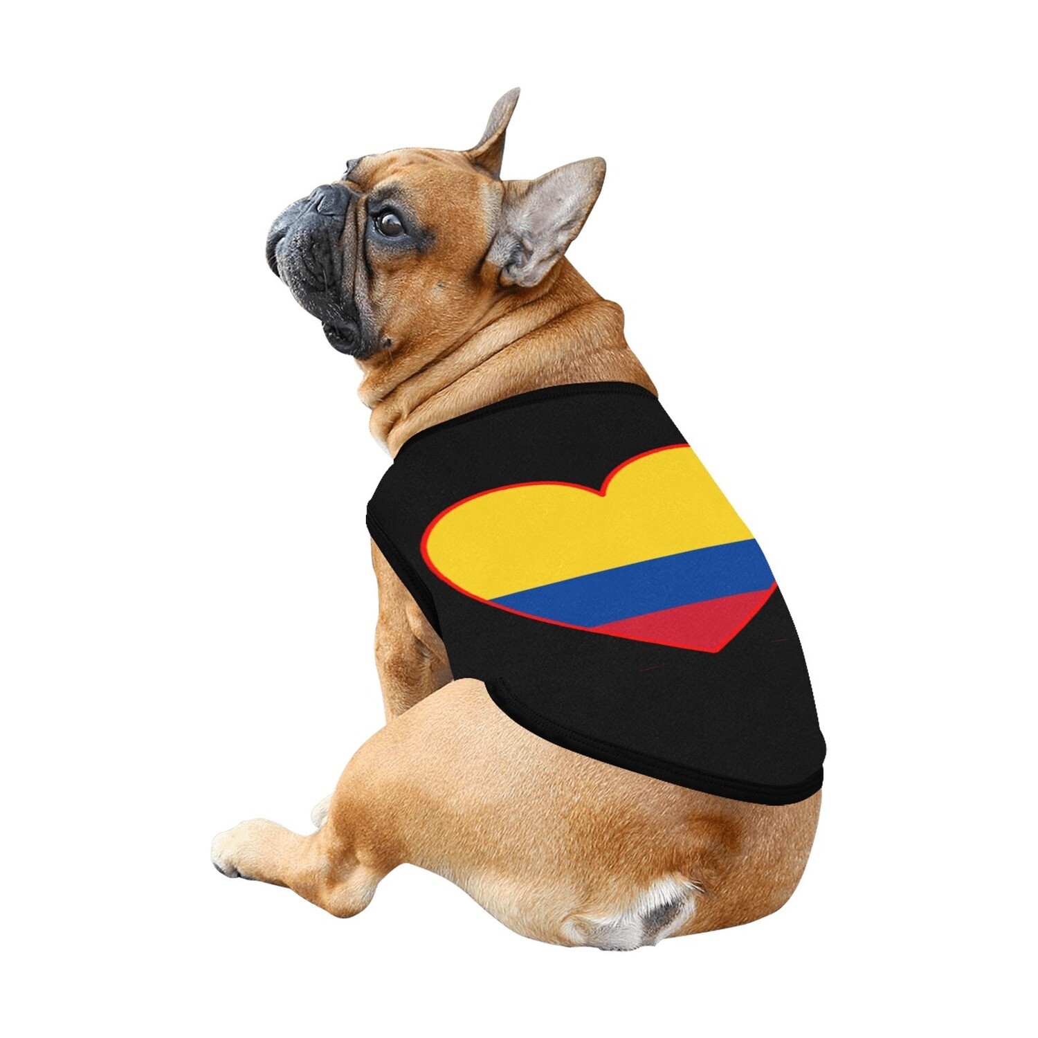 🐕🇨🇴 I love Colombia dog t-shirt, dog gift, dog tank top, dog shirt, dog clothes, gift, 7 sizes XS to 3XL, Colombian flag, heart, black