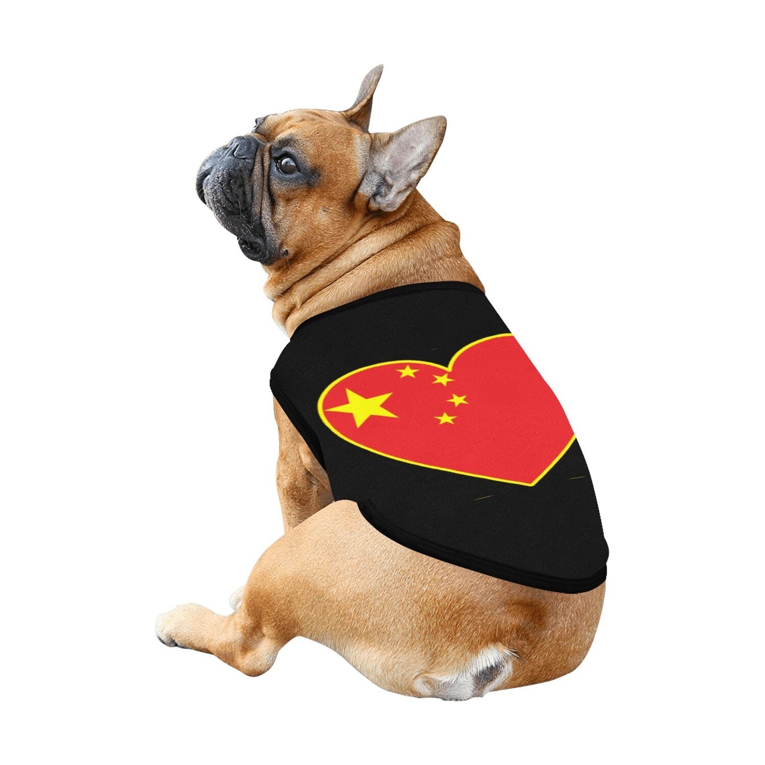 🐕🇨🇳 I love China dog t-shirt, dog gift, dog tank top, dog shirt, dog clothes, gift, 7 sizes XS to 3XL, Chinese flag, heart, black