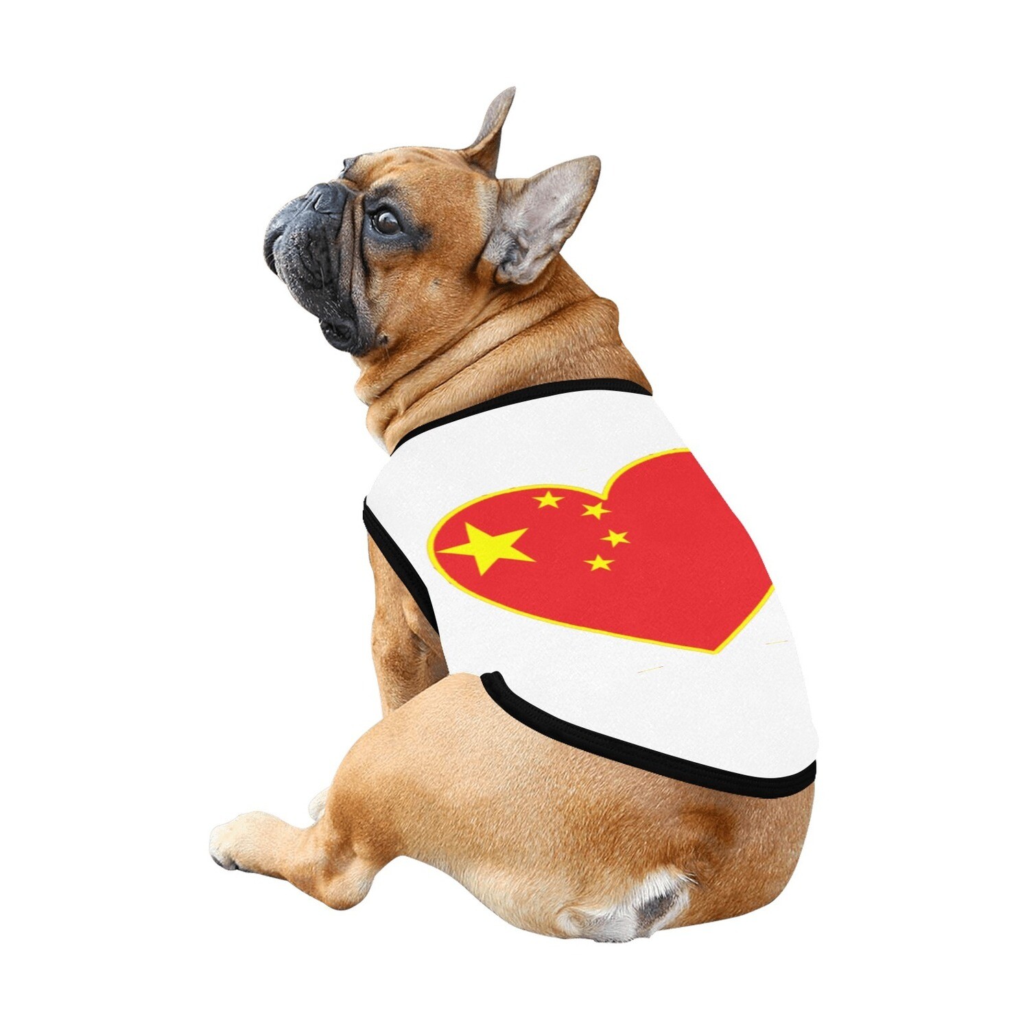 🐕🇨🇳 I love China dog t-shirt, dog gift, dog tank top, dog shirt, dog clothes, gift, 7 sizes XS to 3XL, Chinese flag, heart, white