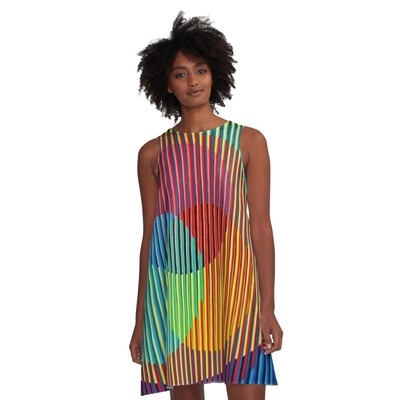 👸🏽🇻🇪 Flattering A-Line Dress Homage to Carlos Cruz-Diez, Kinetic and Optical art, Venezuela, gift, summer dress, flowy dress, beach dress, 9 Sizes XXS to 4XL