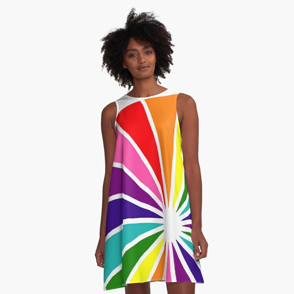 👸🏽🏳️‍🌈 Flattering A-Line Dress Love is Love, LGBTQ Spectrum, pride flag, Rainbow flag, gift, summer dress, flowy dress, beach dress, 9 Sizes XXS to 4XL, white