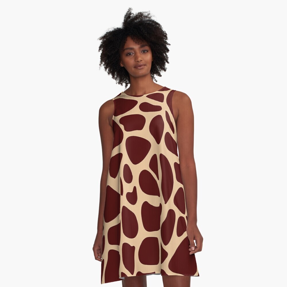 👸🏽🦒 Flattering A-Line Dress Giraffe's print, Animal's print, gift, summer dress, flowy dress, beach dress, 9 Sizes XXS to 4XL