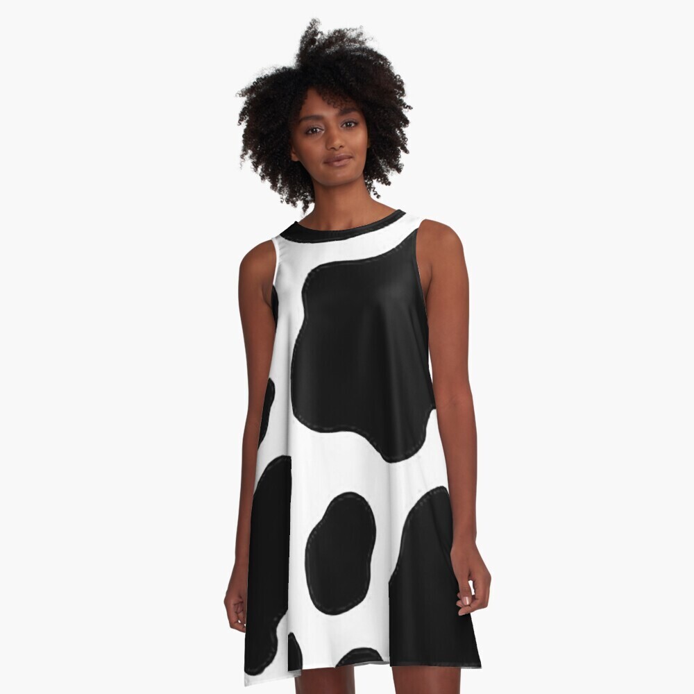 👸🏽🐄 Flattering A-Line Dress Cow's print, Animal's print, gift, summer dress, flowy dress, beach dress, 9 Sizes XXS to 4XL