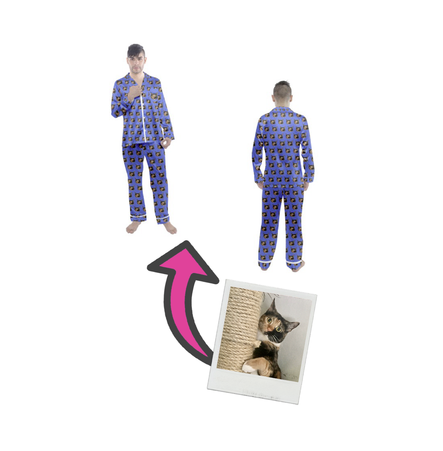 🤴🏽Custom Personalized Photo Pajamas Set For Men, Design your own Satin Pajamas Set, Pet, with Dog, Cat, Face, 7 sizes XS to 3XL, gift, gift for her