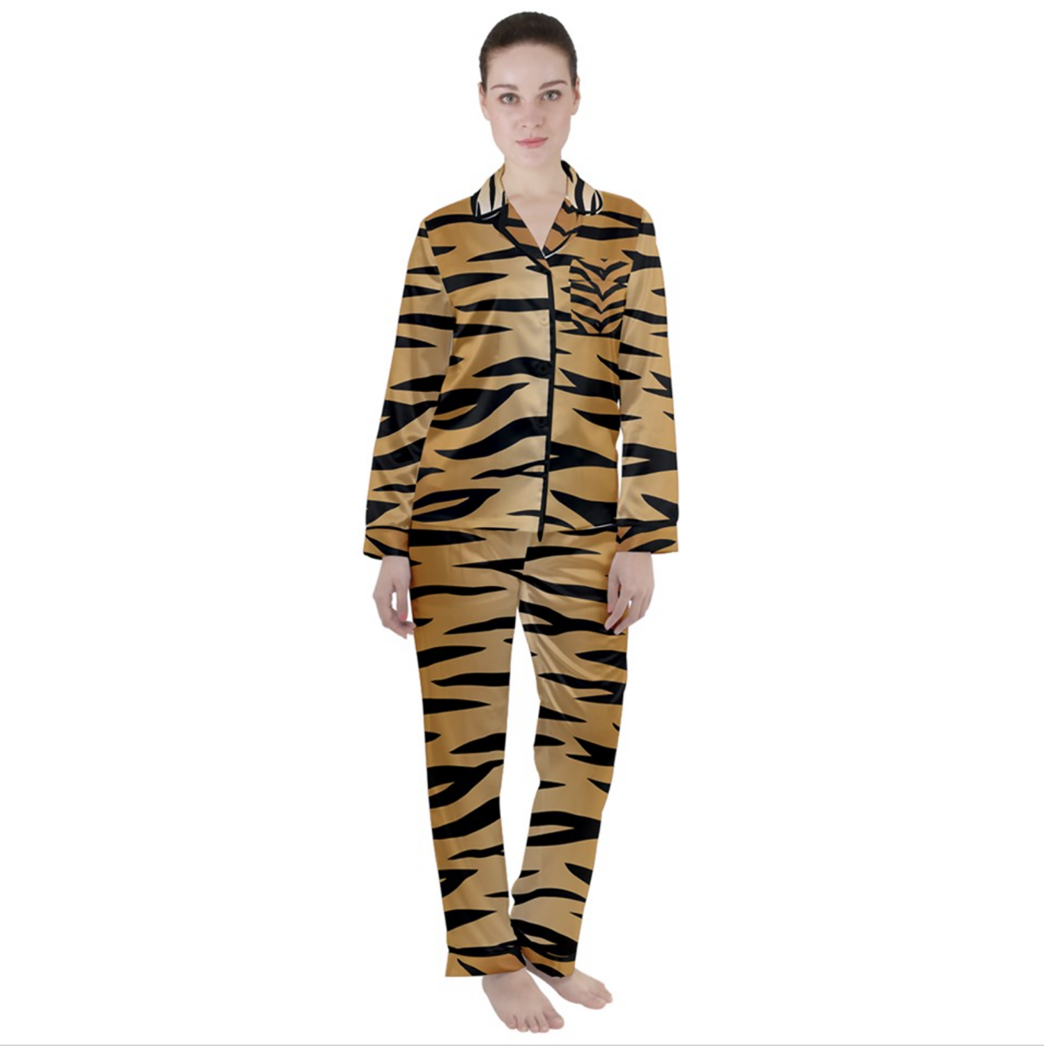 👸🏽🐅 Satin Pajamas Set For Women Classic Tiger print, Feline print, Animal's print, Satin Pajamas Set, Satin PJs, 7 sizes XS to 3XL, gift, gift for her
