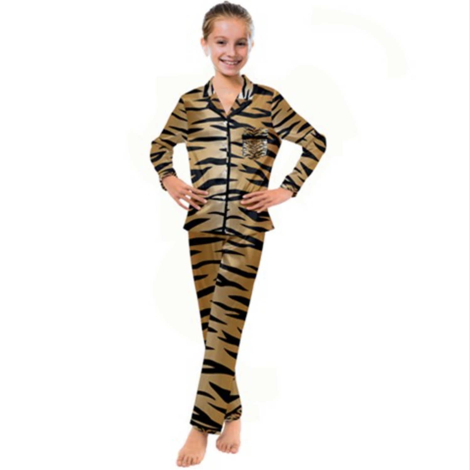 👸🏽🤴🏽🐅 Satin Pajamas Set For Kids Classic Tiger print, Feline print, Animal's print, Satin Pajamas Set, Satin PJs, 12 sizes 2 to 18, gift, gift for kids