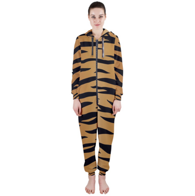 👸🏽🐅 Classic Tiger print, Feline print, Animal's print, Hooded Onesie Jumpsuit For Women, 7 sizes XS to 3XL, tiger, cat, feline, animal, gift, gift for her