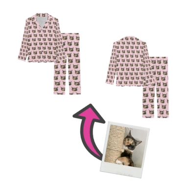 👸🏽 Custom Personalized Photo Pajamas Set For Women, Design your own Pajamas Set, Pet, with Dog, Cat, Face, 6 sizes XS to 2XL, gift, gift for her