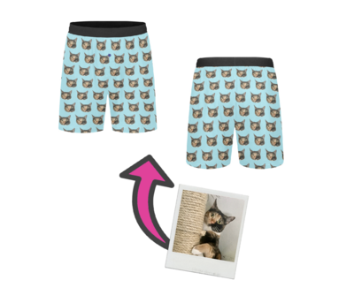 🤴🏽Custom Personalized Photo Mid-Length Pajama Shorts For Men, Design your own Shorts, Face Shorts, Pet Shorts, 6 sizes S to 2XL, gift, gift for him
