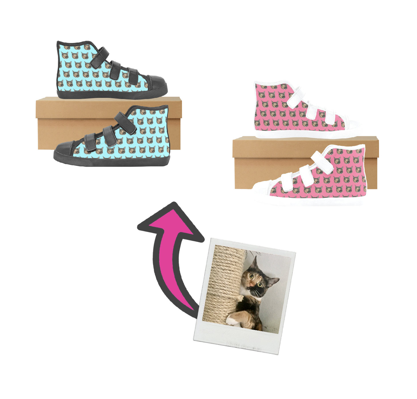 👸🏽🤴🏽👟 Custom Personalized Photo Velcro High Top Canvas Kid's Shoes, Design your own Kids Shoes, Face Shoes, Pet Shoes, Gift for kids, any color, 5 sizes