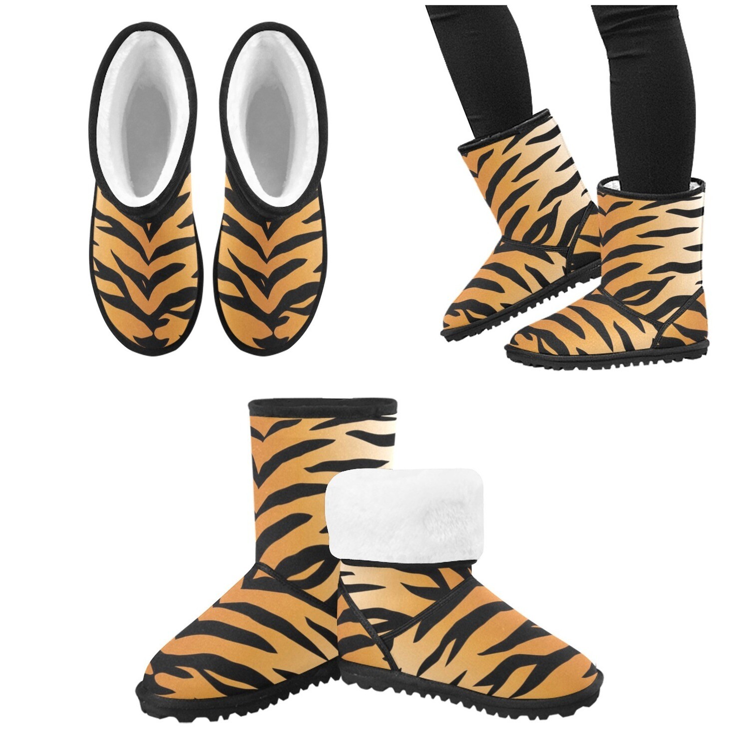 👸🏽🤴🏽👟❄️🐅 Big Kids Snow Boots Tiger print, Animal's print Snow Boots, feline Snow Boots, Gift for kids, 6 sizes