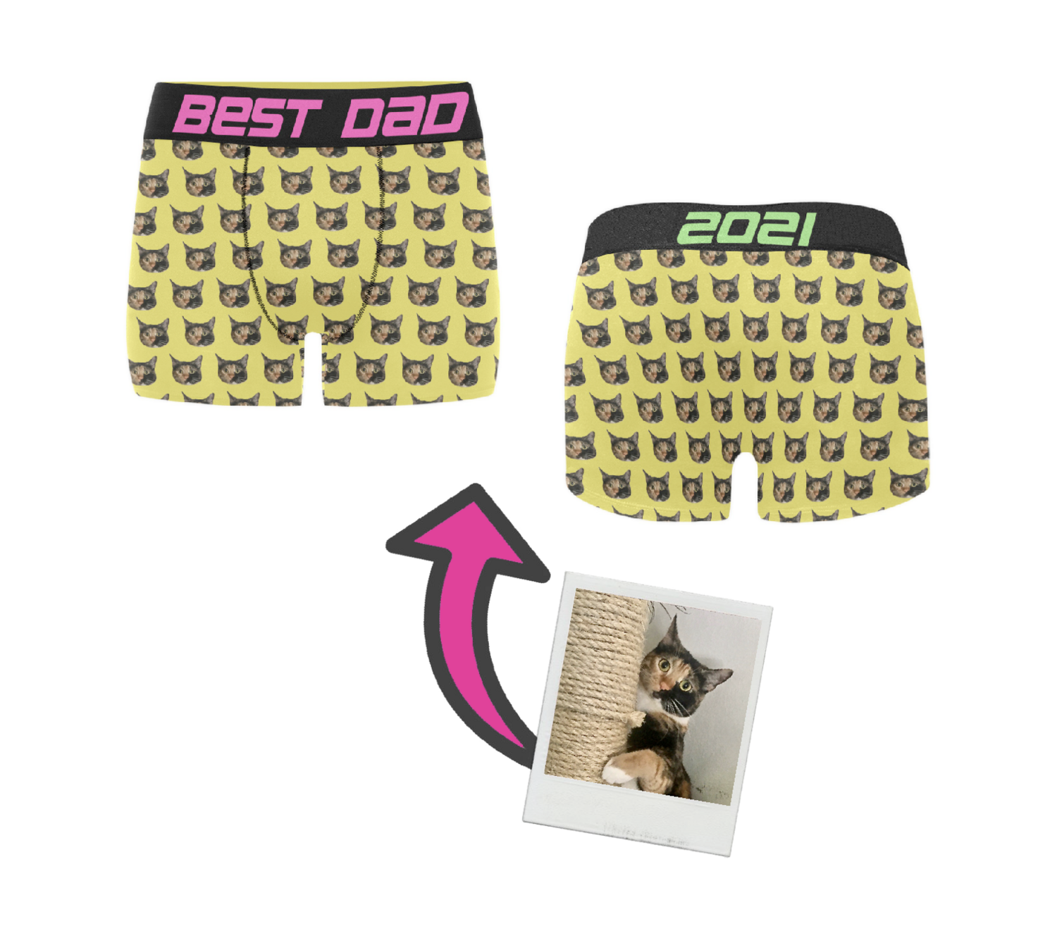 🤴🏽Custom Personalized Boxer Briefs with Custom Waistband for Men, Design your own Boxer Briefs with Faces, Pets, Dogs, Cats, Logo, Gift, 9 sizes XS to 5XL