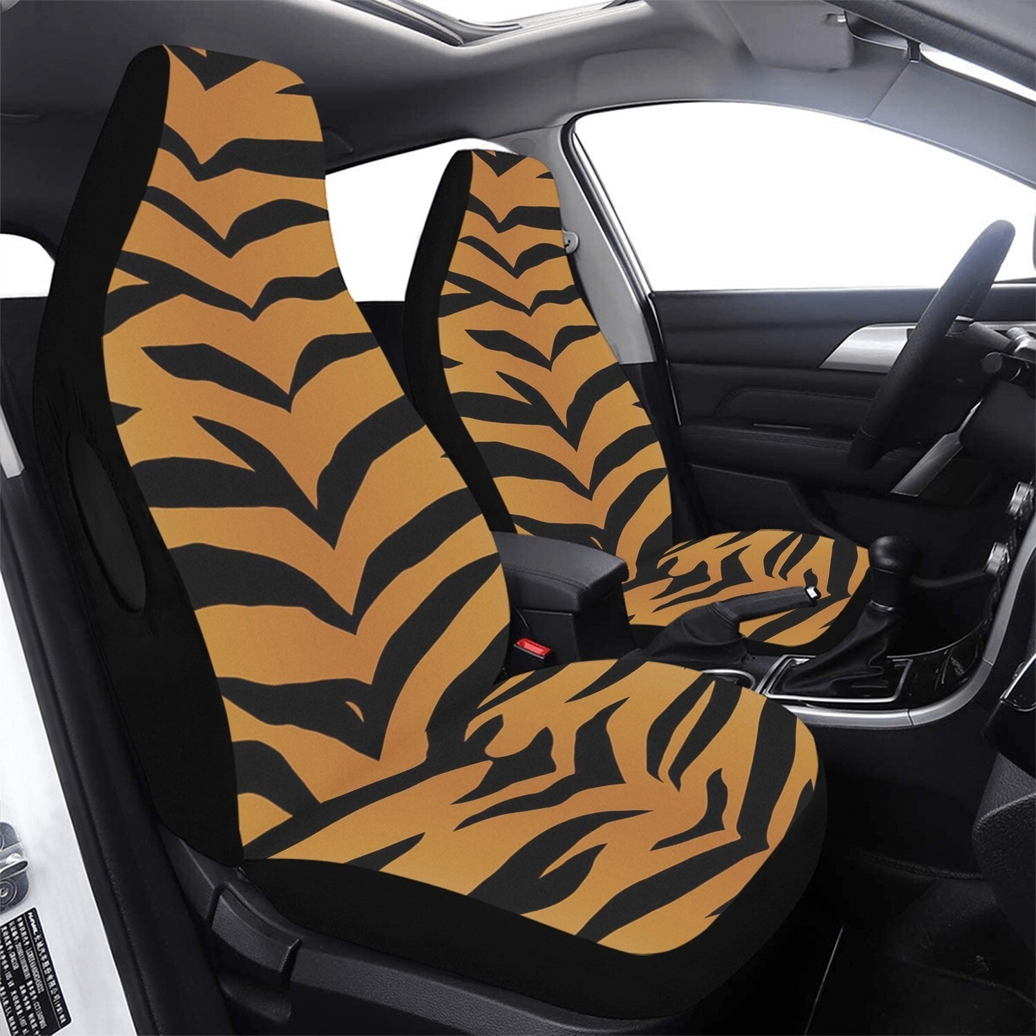 👸🏽🤴🏽🚗🐅 Car Seat Covers Airbag Compatible Classic Tiger print, Feline print, Animal's print, Car accessory, Gift, (Set of 2)