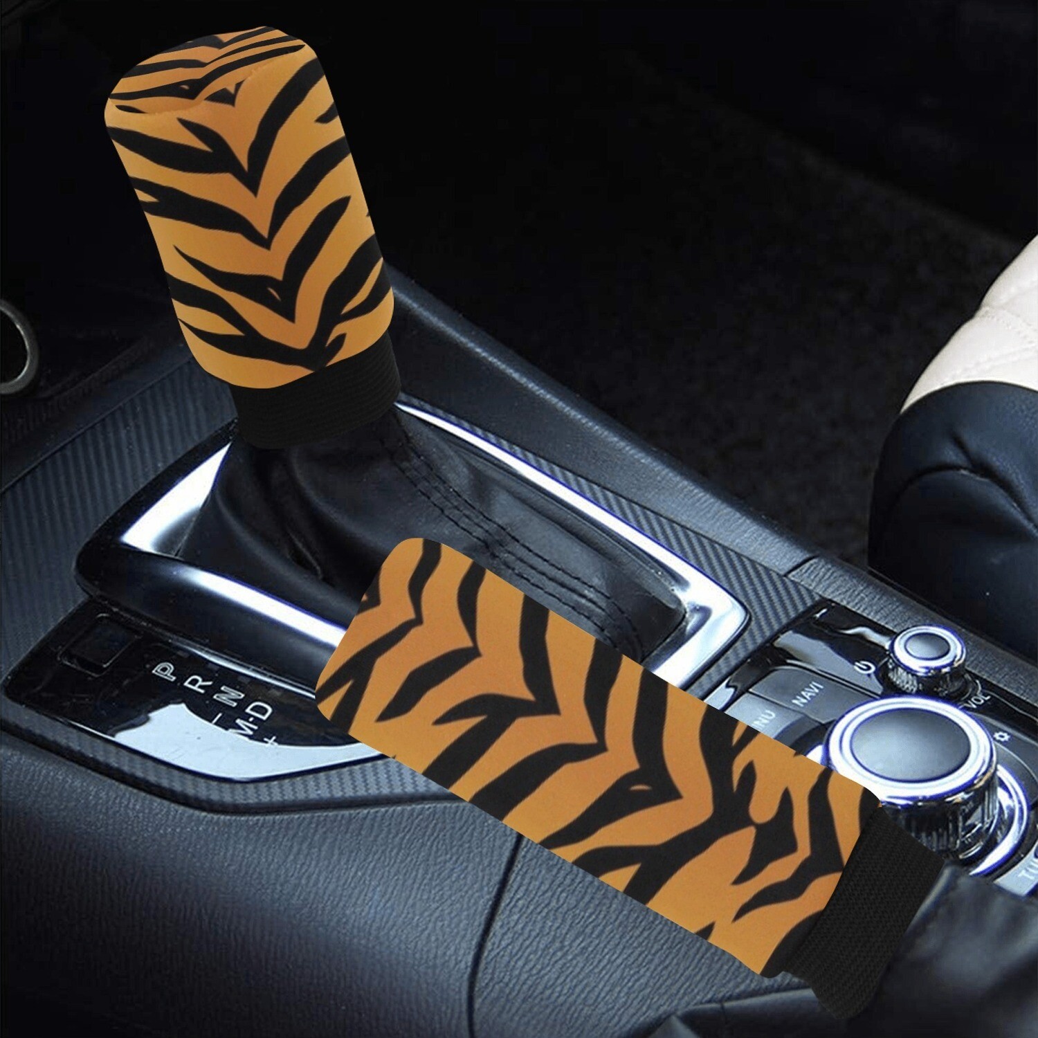 👸🏽🤴🏽🚗🐅 Car Shift Knob Cover & Hand Brake Cover Classic Tiger print, Feline print, Animal's print, Car accessory, Gift