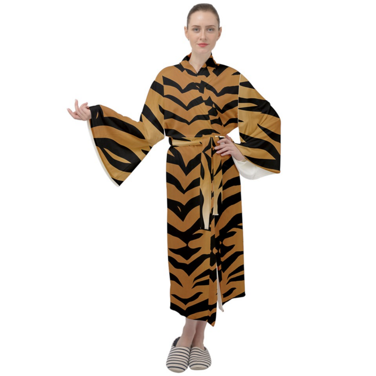 👸🏽🤴🏽👘🐅 Unisex Maxi Velour Kimono Robe Tiger print, Feline print, Animal print, Gift for Animal Lovers, Gift for Cat Lovers, Gift for Pet Lovers