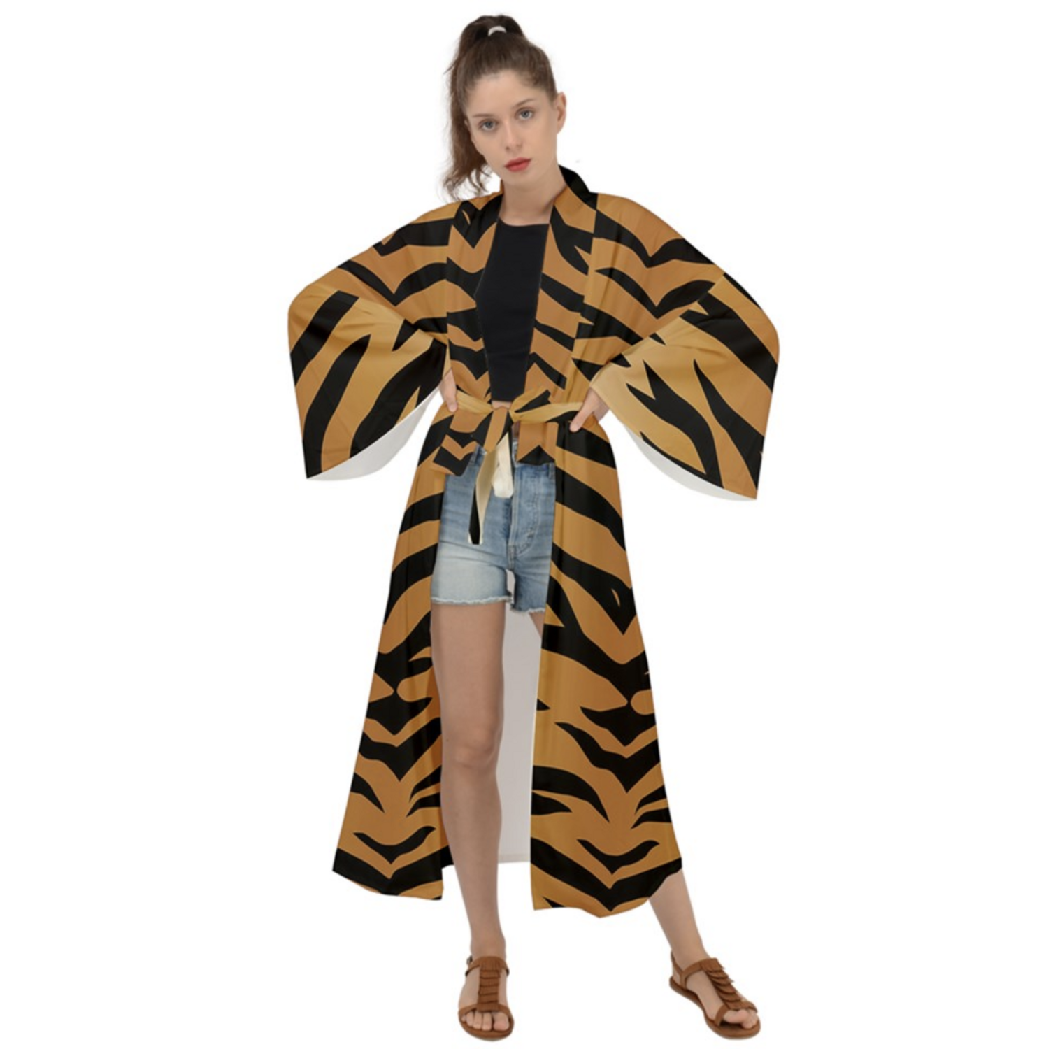 👸🏽🤴🏽👘🐅 Unisex Maxi Kimono Robe Tiger print, Feline print, Animal print, Gift for Animal Lovers, Gift for Cat Lovers, Gift for Pet Lovers