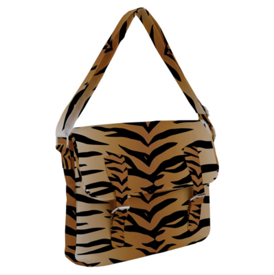 👸🏽🤴🏽💼🐅 Messenger Bag with buckles Tiger print, Feline, Gift for Animal Lovers, Gift for Pet Lovers, Gift for Cat Lovers, 14.5x3.1x10.6" / 36.8x7.9x26.9 cm