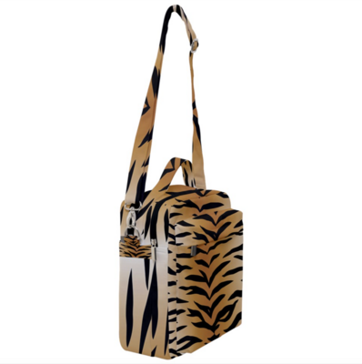 👸🏽🤴🏽👜🐅 Small Crossbody Bag Tiger print, Feline, Gift for Animal Lovers, Gift for Pet Lovers, Gift for Cat Lovers, 9x4x11.4" /  22.9x10.2x29 cm (LxWxH)