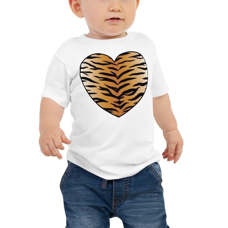 👸🏽🤴🏽🐅 Baby Jersey Short Sleeve Tee Tiger print, premium t-shirt, 100% cotton t-shirt, feline, Gift for Animal Lovers, Cat Lovers, Bella Canvas 3001B, Made in the USA