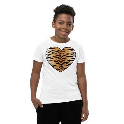 👸🏽🤴🏽🐅 Youth Short Sleeve T-Shirt Tiger print, premium t-shirt, 100% cotton t-shirt, feline, Gift for Animal Lovers, Cat Lovers, Bella Canvas 3001Y, Made in the USA