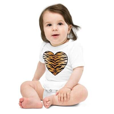 👸🏽🤴🏽🐅 Baby short sleeve one piece bodysuit Tiger print, 100% cotton soft baby onesie, Gift for Animal Lovers, Gift for Cat Lovers, Made in the USA