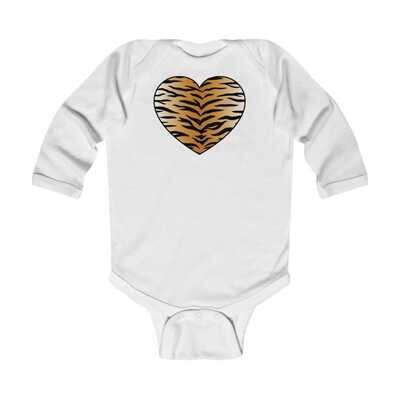 👸🏽🤴🏽🐅 Baby long sleeve one piece bodysuit Tiger print, 100% cotton soft baby onesie, Gift for Animal Lovers, Gift for Cat Lovers, Made in the USA