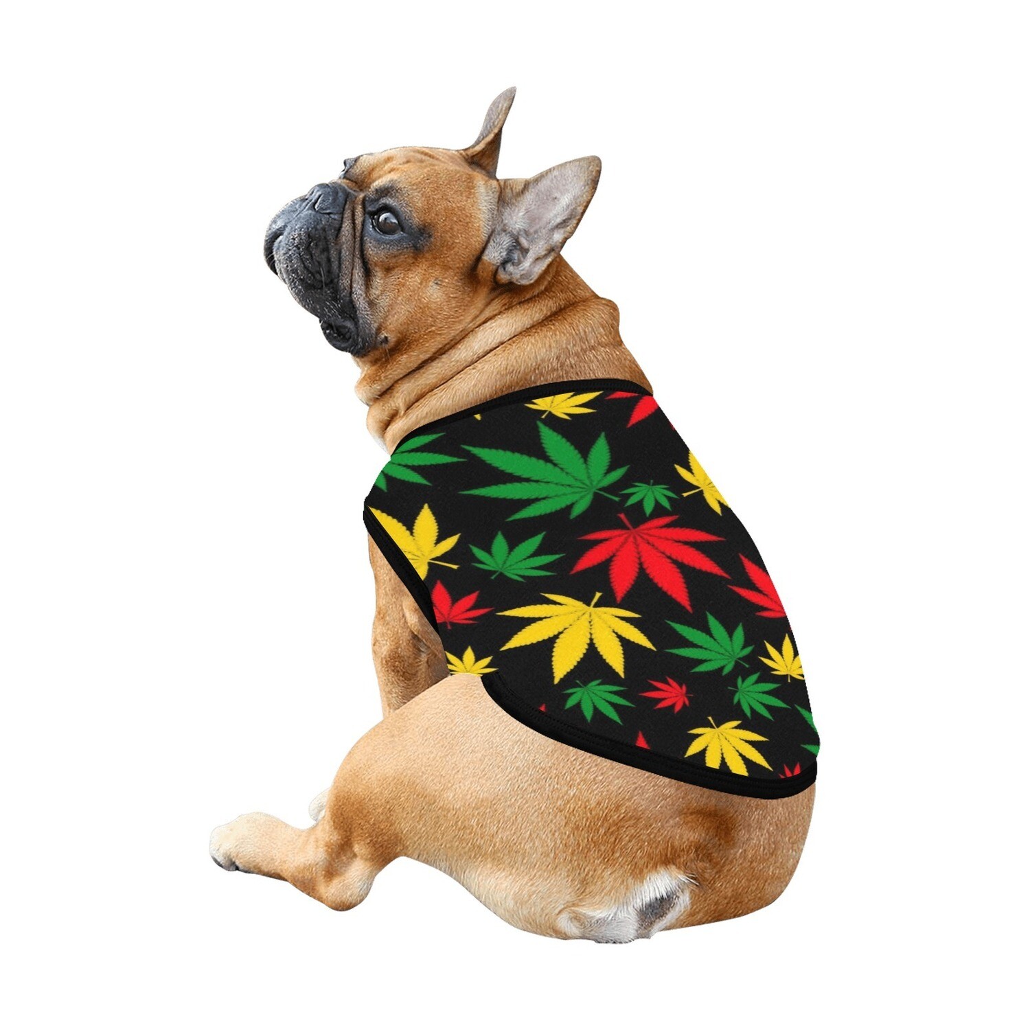 🐕 Dog t-shirt, dog shirt, dog clothes, dog tank top, dog gift, dog costume, 7 sizes XS to 3XL, gift, marijuana, cannabis, weed, leaves, rasta