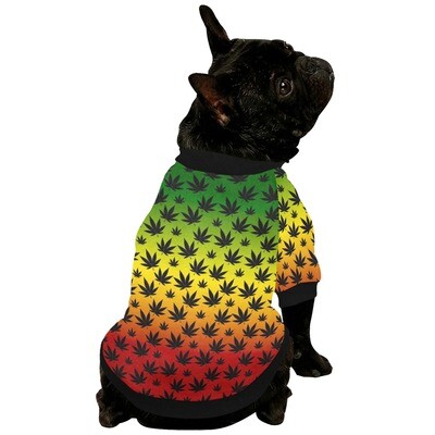 🐕 Dog Sweatshirt, fuzzy warm buttoned dog Sweater, Dog clothes, Dog clothing, 6 sizes XS to 2XL, Gift for dogs, Marijuana, cannabis, weed, leaves, rasta
